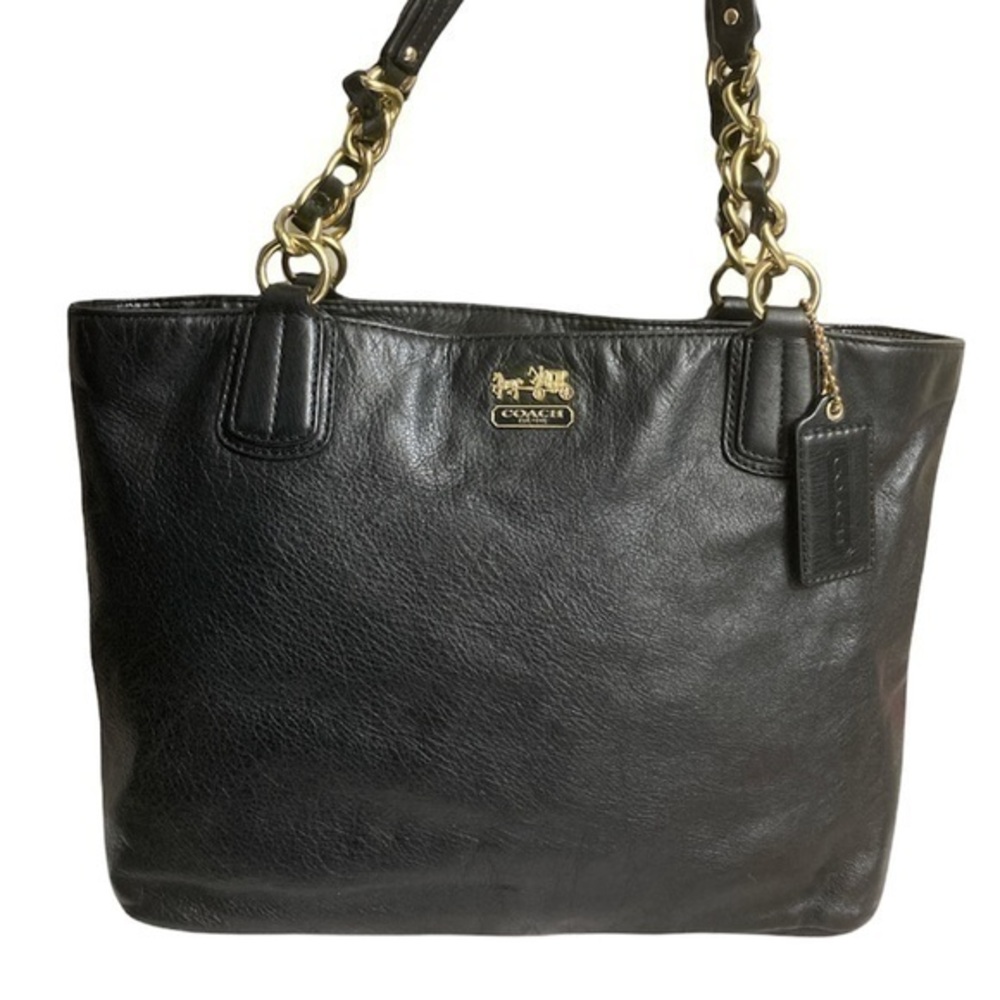 Coach madison black leather tote bag